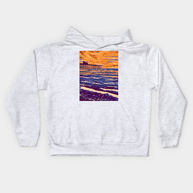 Pismo Beach Pier in Pismo Beach California WPA Poster Art Kids Hoodie by retrovectors